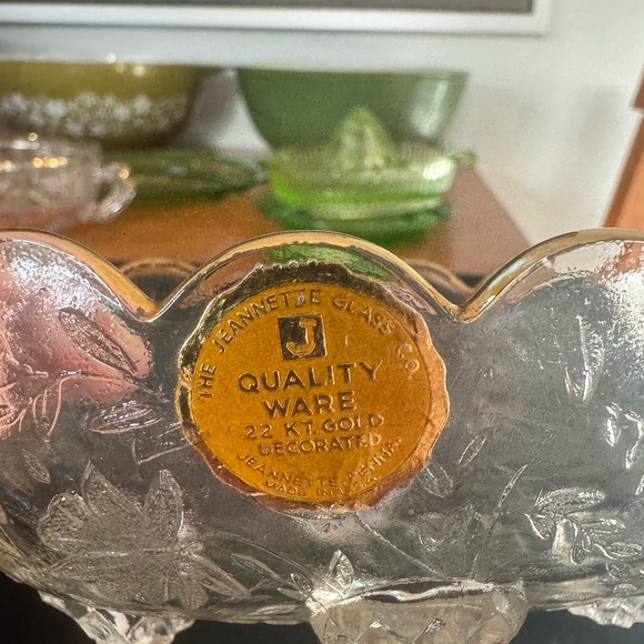 Vintage Jeanette 22kt Glass Clear Oval Bowl "Louisa" - Picture 2 of 6